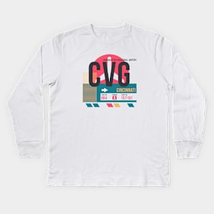 Cincinnati (CVG) Airport // Sunset Baggage Tag Kids Long Sleeve T-Shirt